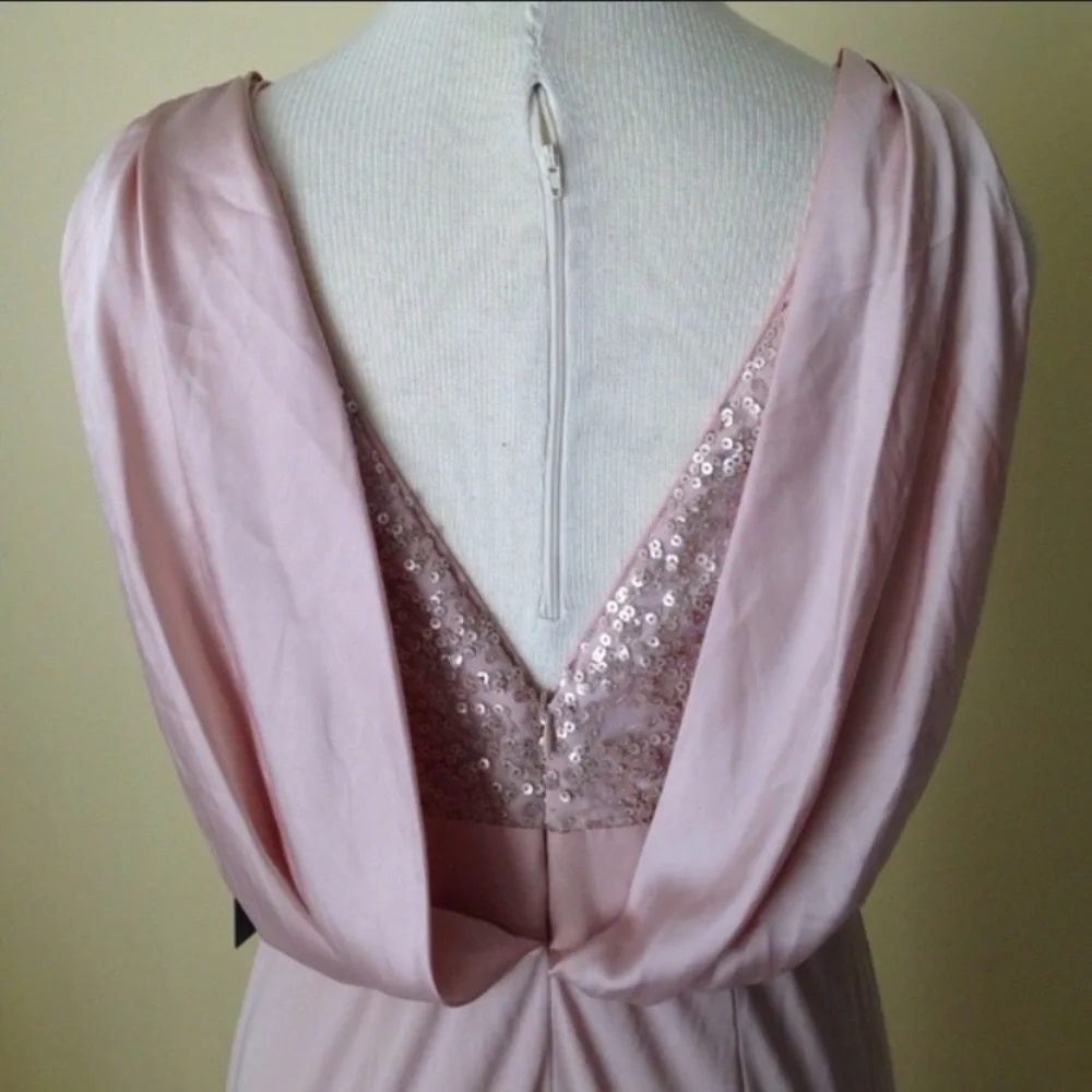 VERA WANG Women’s Sequin Bodice Blush Gown w Elegant Draped Back (Small) (2) - Picture 2 of 7